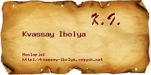 Kvassay Ibolya névjegykártya